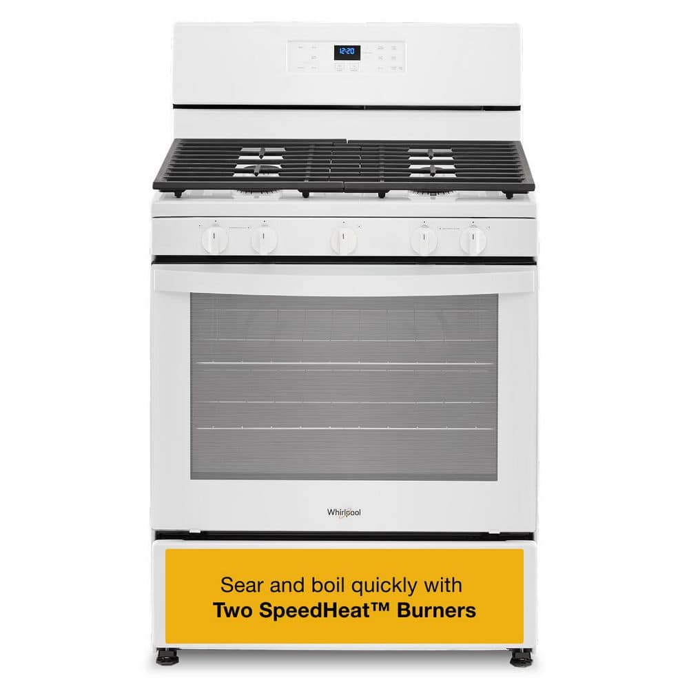 Whirlpool 30 in. 5-Burner Freestanding Gas Range in White 