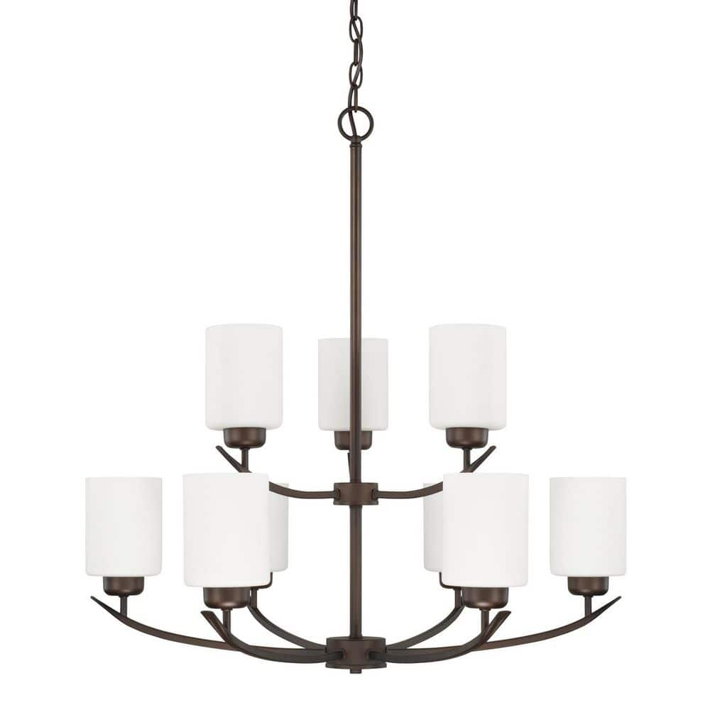 Dixon 28 in. 9-Light Bronze Chandelier with Soft White Glass and No Bulbs Included price history on PriceWatchPro