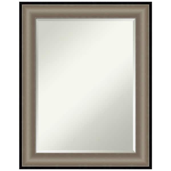 Amanti Art Imperial 23 in. x 29 in. Modern Rectangle Framed Pewter Black Bathroom Vanity Mirror