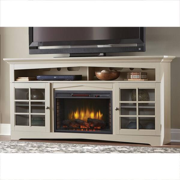 Home Decorators Collection Avondale Grove 70 in. TV Stand Infrared Electric Fireplace in Aged White