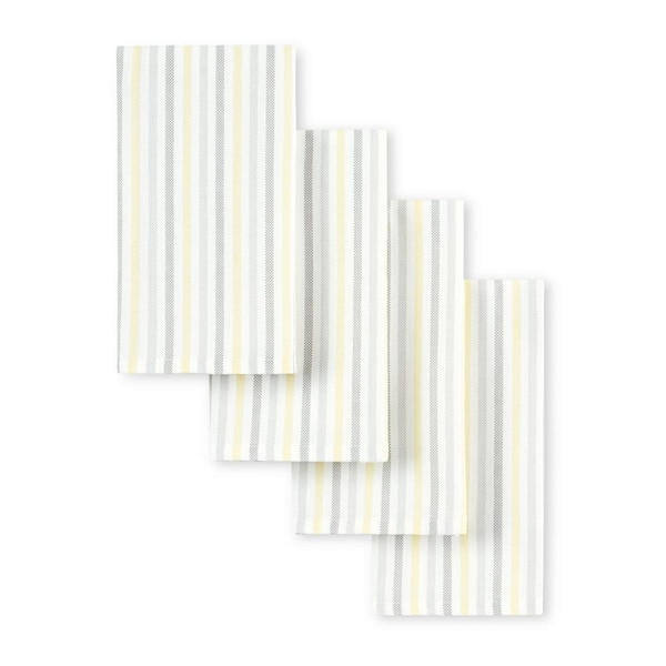 MARTHA STEWART Daisy Stripe 19 in. W x 19" H Grey/Yellow Cloth Napkins (Set of 4)