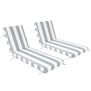 Pelcha 23 in. W x 75 in. D x 5 in. T 2-Piece Outdoor Chaise Lounge Cushion in Striped Gray