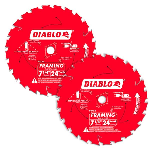 DIABLO Tracking Point 7-1/4 in. x 24-Tooth Framing Circular Saw Blade Value Pack (2-Pack)