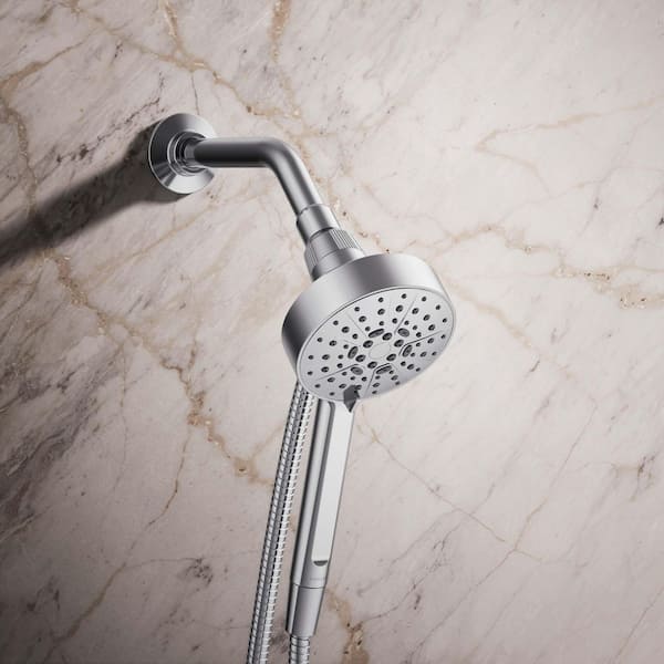 Lively 4-Spray Patterns Wall Mount 4.312 in. Handheld Shower Head in Polished Chrome