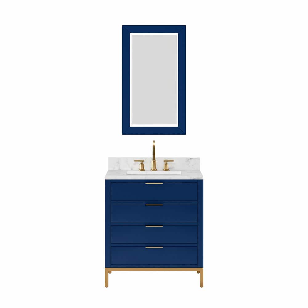Bristol 30" Monarch Blue Single Sink Vanity with Carrara Marble Top