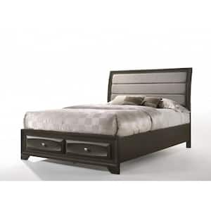 Amelia Light Gray Wood Frame Queen Platform Bed with Drawers and Storage