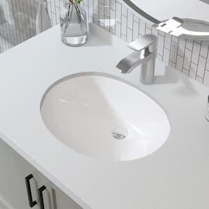 20 in . Oval Undermount Bathroom Sink Vitreous China Lavatory Vanity Vessel Sink Basin in White with Overflow Drain