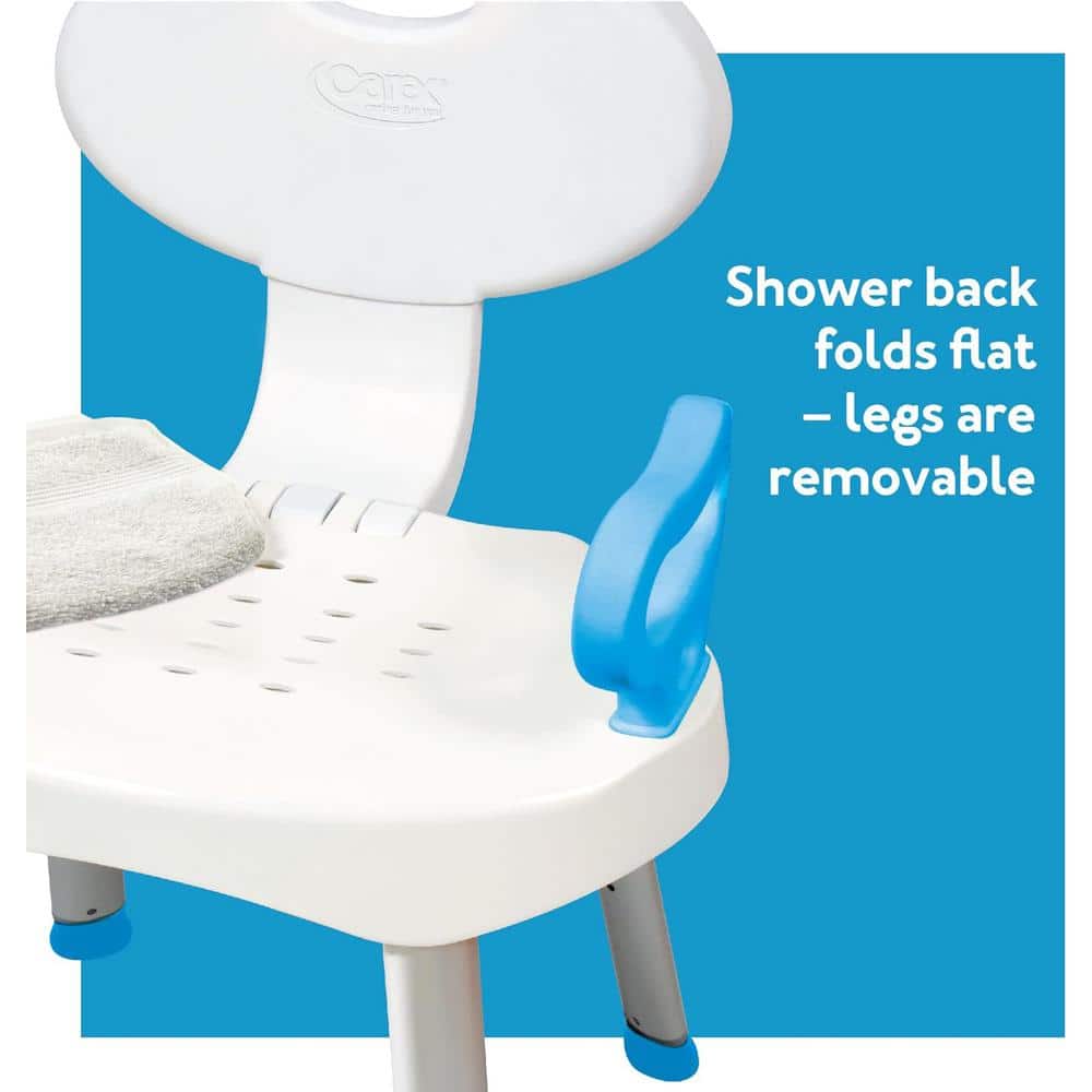 Adjustable White Plastic Bath and Shower Seat with Handles