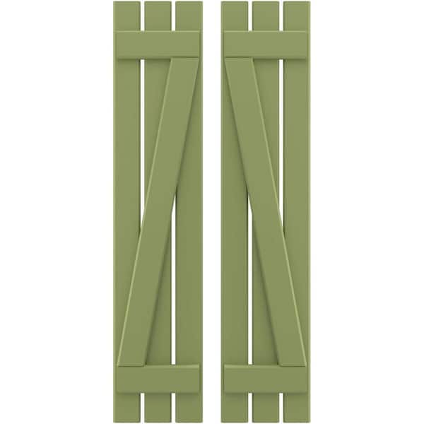 Ekena Millwork 11-1/2 in. W x 32 in. H Americraft 3-Board Exterior Real Wood Spaced Board and Batten Shutters with Z-Bar in Moss Green