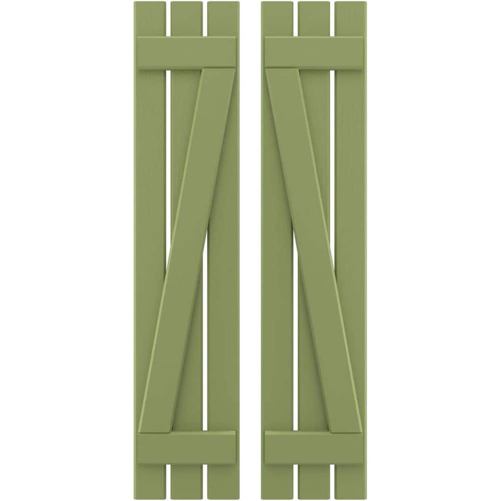 11-1/2 in. W x 60 in. H Americraft 3 Board Exterior Real Wood Spaced Board and Batten Shutters w/Z-Bar Moss Green price history on PriceWatchPro