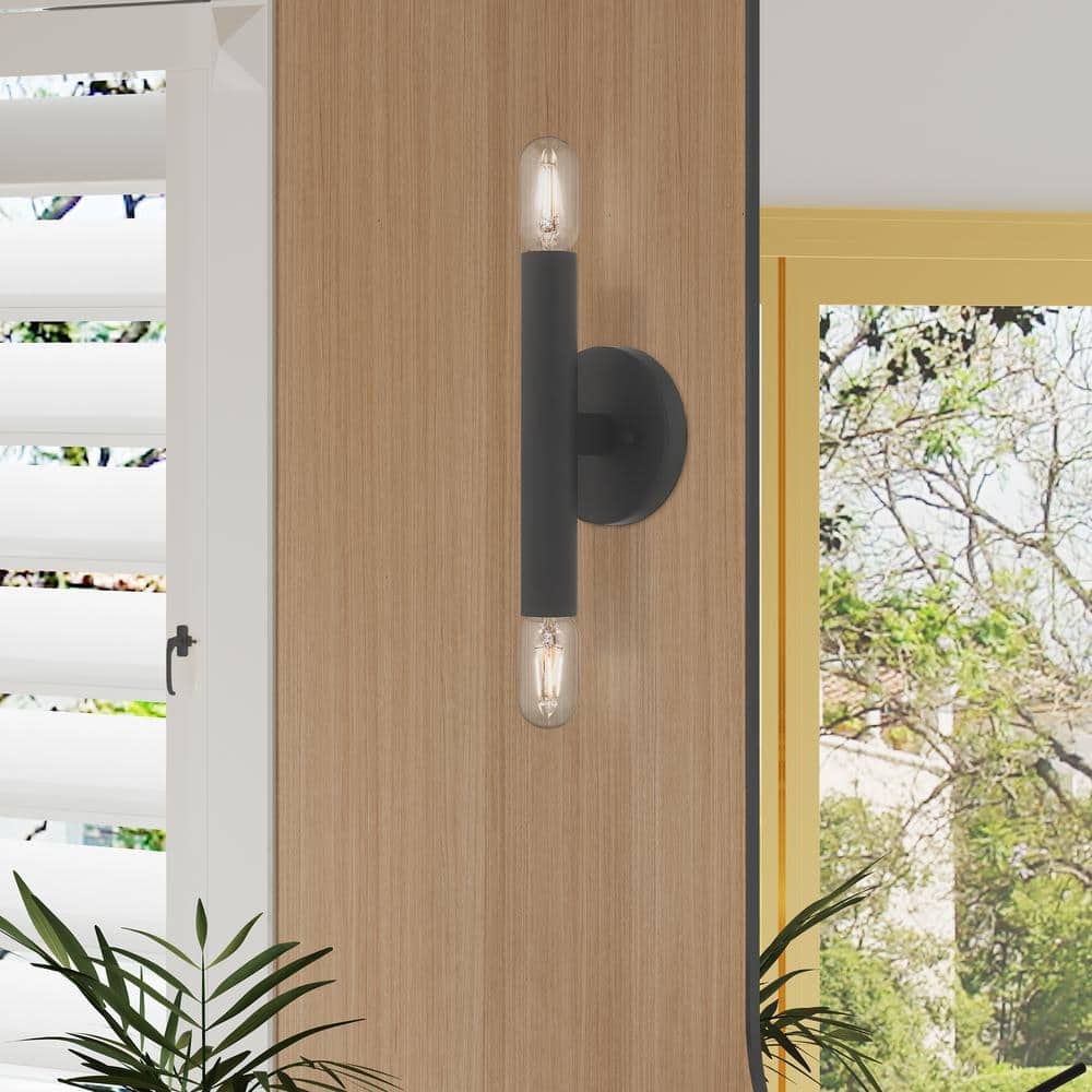 Copenhagen Dual-Light Black Steel ADA Wall Sconce