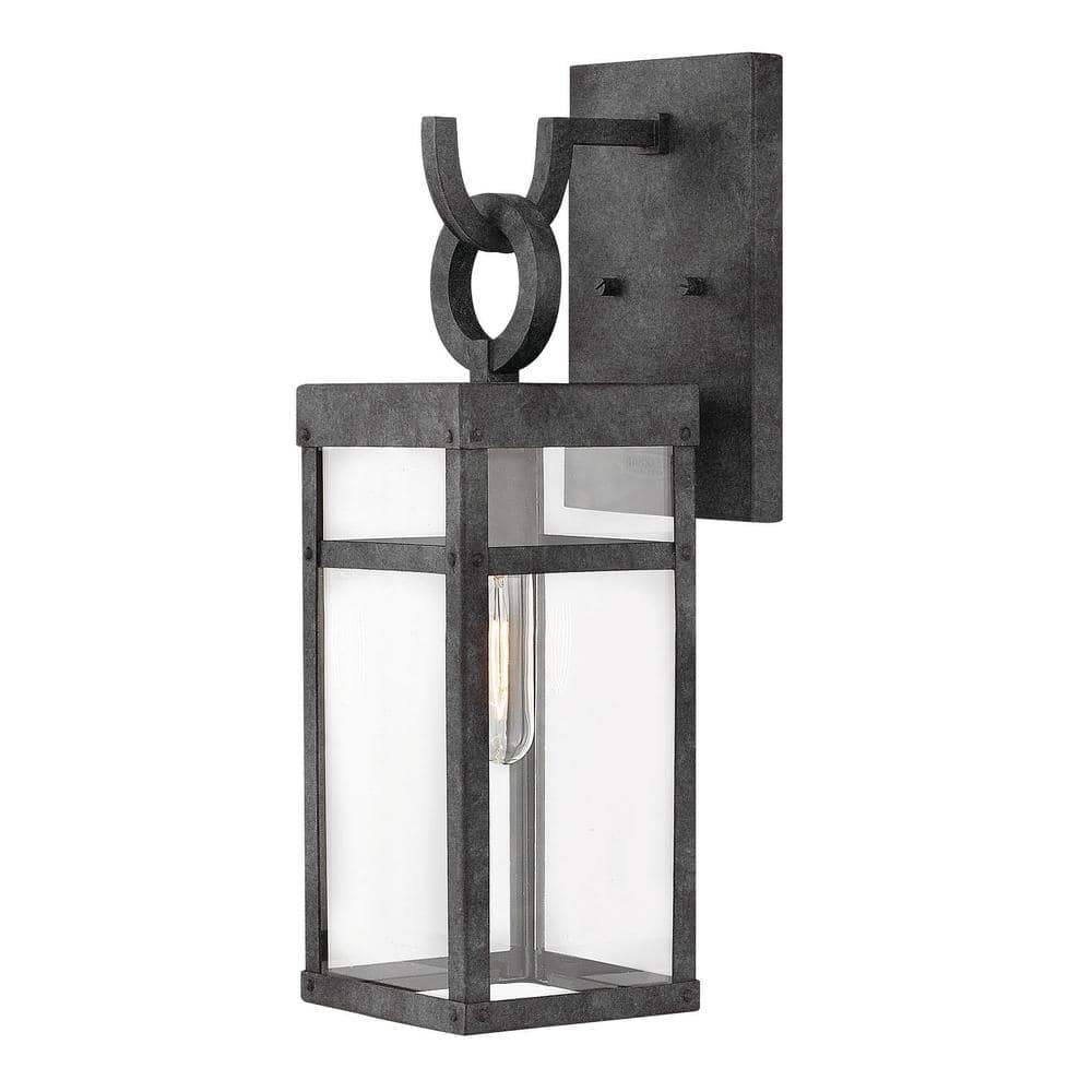 Porter Aged Zinc 1-Light Outdoor Wall Sconce with Clear Glass