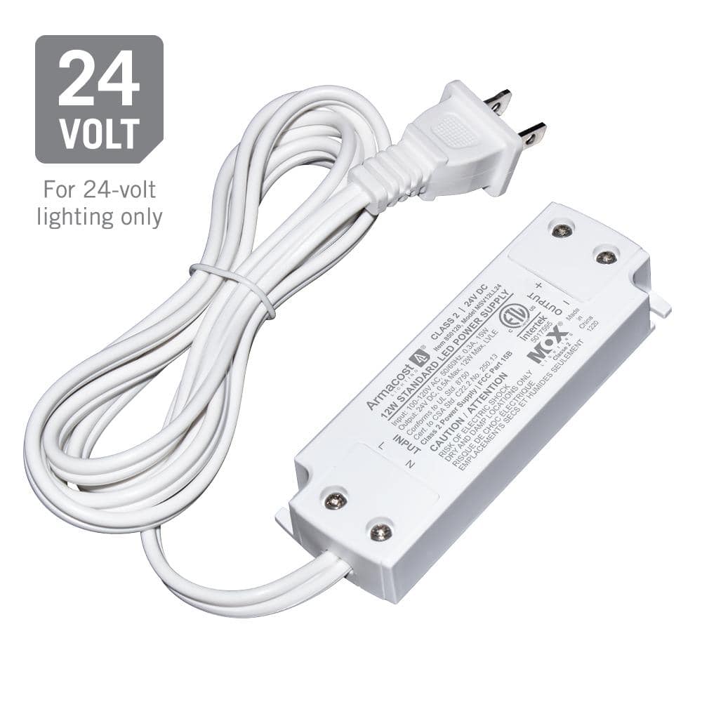 White 12W 24V LED Power Supply with Detachable Cord