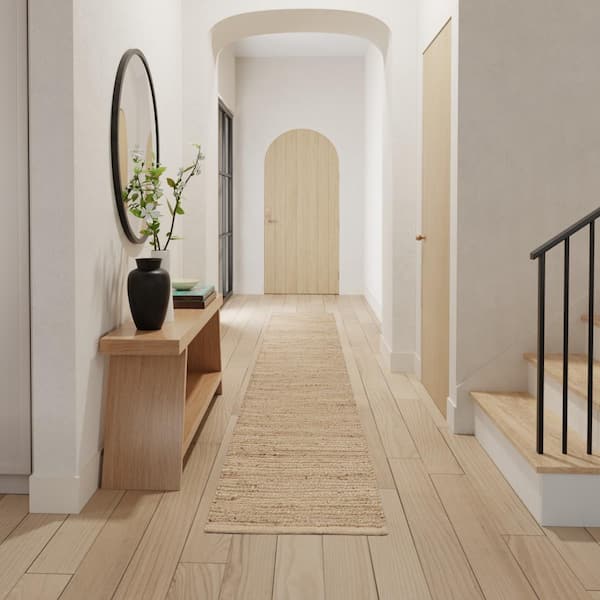 Natural Jute Natural 2 ft. x 12 ft. All-Over Design Contemporary Runner Area Rug