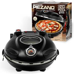 Piezano 12 in. Black Portable Countertop Stone Bake Indoor Grill Electric Oven Pizza Maker