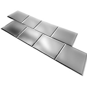 Reflections Frosted Silver Beveled Square 8 in. x 8 in. Glass Mirror Decorative Tile (16 sq. ft./Case)
