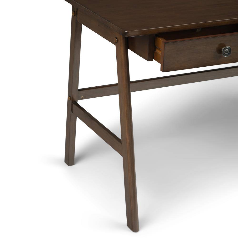 Rylie Natural Aged Brown Solid Wood Desk with USB and Power Outlet