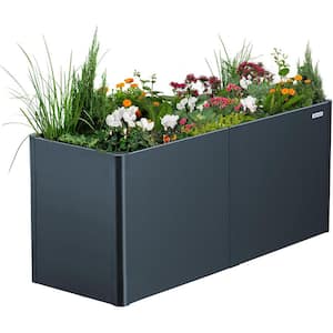 32" Extra Tall Modern Raised Garden Bed 27" x 83" Heavy Metal Planter Box Double-Walled Steel Planter Midnight Blue