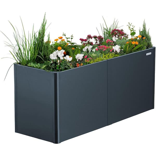 vego garden 32 in. Extra Tall Modern Raised Garden Bed 27" x 83" Heavy Metal Planter Box Double Walled Steel Planter Midnight Blue