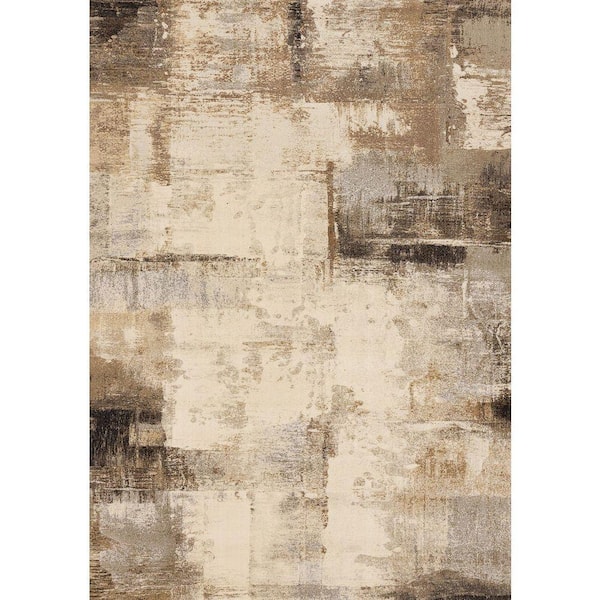Aethera Collections 8' x 11' (7'10" x 10'10") Beige Distressed, Organic Indoor Area Rug