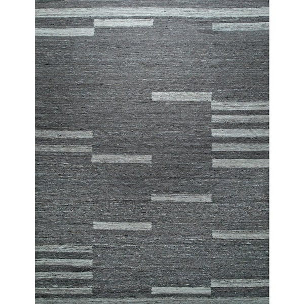 Gray 14x10 Rug EORC Gray 10 ft. x 14 ft. Hand-Woven Wool Contemporary Natural Wool ...