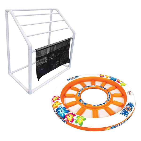 WOW WATERSPORTS Freestanding 5 Rail Towel Rack and Stadium Island Float, Orange