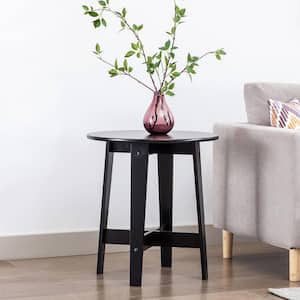 20.51 in. Black Round MDF End Table