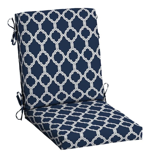 ARDEN earthFIBER Outdoor Dining Chair Cushion 20 in. x 20 in., Sapphire Blue Garden Trellis