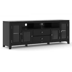 Cosmopolitan Solid Wood 72 in. Wide Contemporary TV Media Stand in Black for TVs up to 80 in.