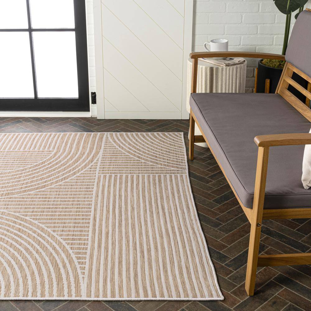 Zephyr Black and Cream Synthetic Stripe Reversible Rug 3' x 5'