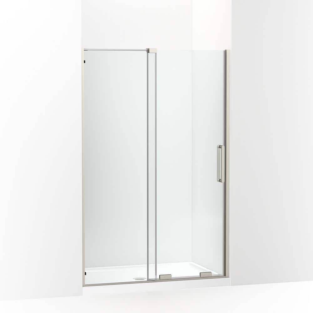 Echelon Anodized Brushed Nickel Sliding Shower Door with Crystal Clear Glass
