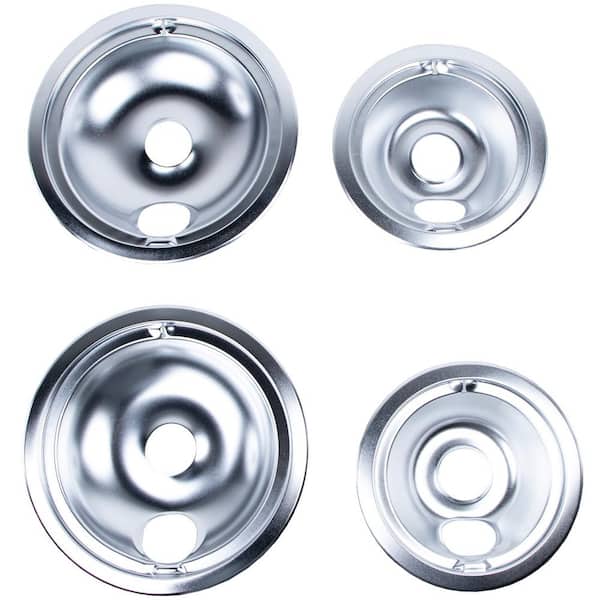 Chrome Style B 2 Large 8 in. & 2 Small 6 in. Replacement Drip Bowls for GE & Hotpoint Electric Ranges