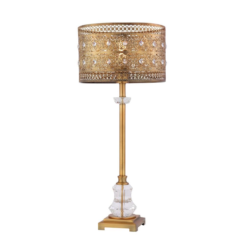 River of Goods 28h Bryar Brass and Crystal Buffet Table Lamp