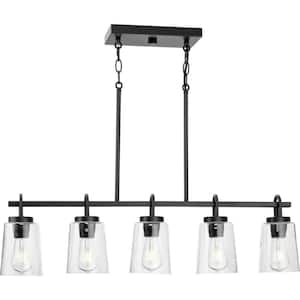 Huntscroft Collection 34 in. 5-Light Matte Black Island Linear Chandelier for Bar, Kitchen and Dining Room