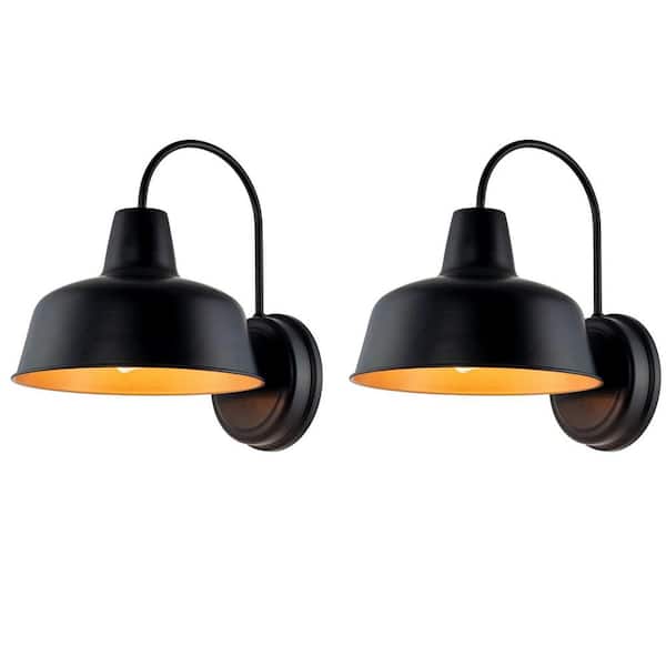 INNOBULE 1-Light Industrial Style Metal Matte Black Wall Sconce (2-Pack)