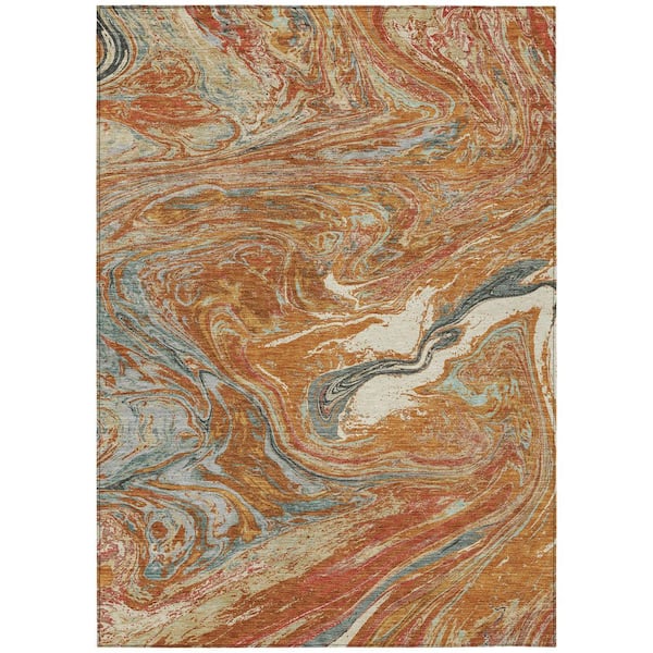 Chantille Machine Washable Indoor/Outdoor Abstract ACN1061 Paprika 5 ft. x 7 ft. 6 in. Area Rug