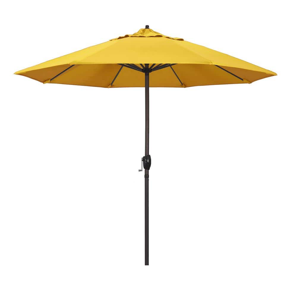 California Umbrella 9 ft. Aluminum Auto Tilt Patio Umbrella in Lemon ...