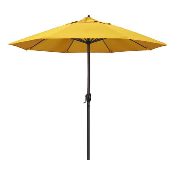 California Umbrella 9 ft. Aluminum Auto Tilt Patio Umbrella in Lemon Olefin