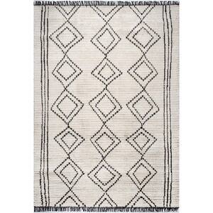 Tayah Soft Shag Diamond Fringe Beige 7 ft. 10 in. x 10 ft. Moroccan Indoor Area Rug