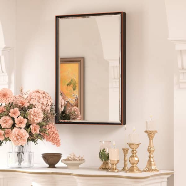 TETOTE 16 in. W x 24 in. H Framed Rectangular Oil Rubbed Bronze