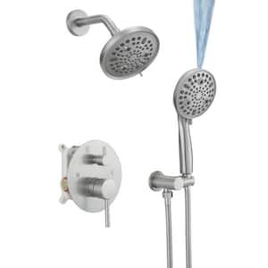 Single Handle 5-Spray Round Shower Faucet 2.5 GPM with 360 Degree Swivel in. Brushed Nickel (Valve Included)