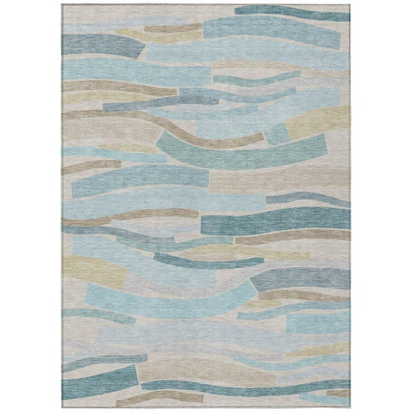 Chantille Machine Washable Indoor/Outdoor Abstract ACN2776 Teal 5 ft. x 7 ft. 6 in. Area Rug