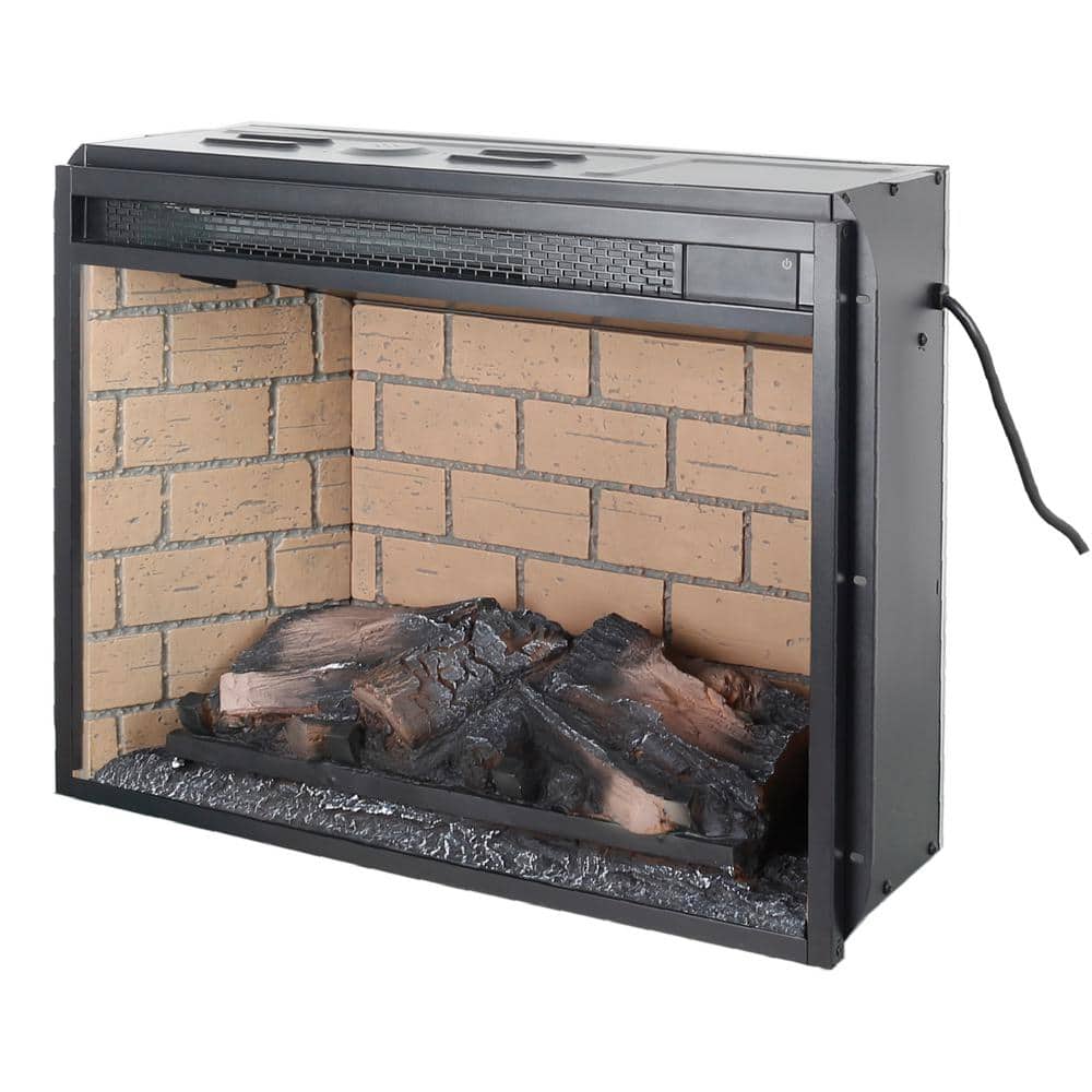 23-Inch Black Electric Fireplace Insert with Realistic Flames