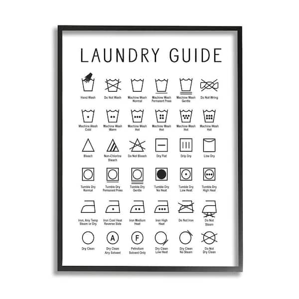 Stupell Industries "Laundry Guide Cleaning Helpful Symbol" by Lettered and Lined Framed Abstract Texturized Art Print 11 in. x 14 in.