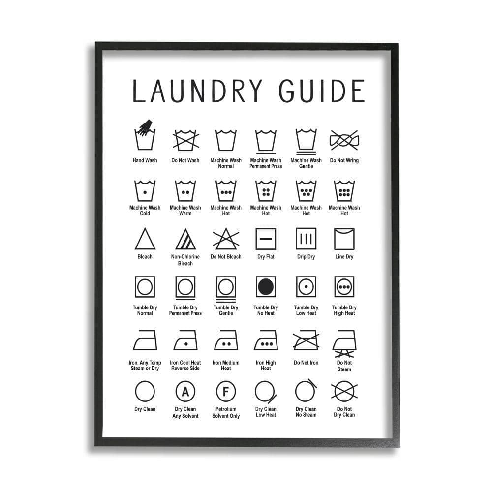 Stupell Industries Laundry Guide Cleaning Helpful Symbol by Lettered and Lined Framed Abstract Texturized Art Print 24 in. x 30 in.