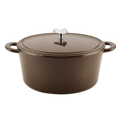 Home Collection 6 qt. Oval Cast Iron Dutch Oven in Brown Sugar with Lid