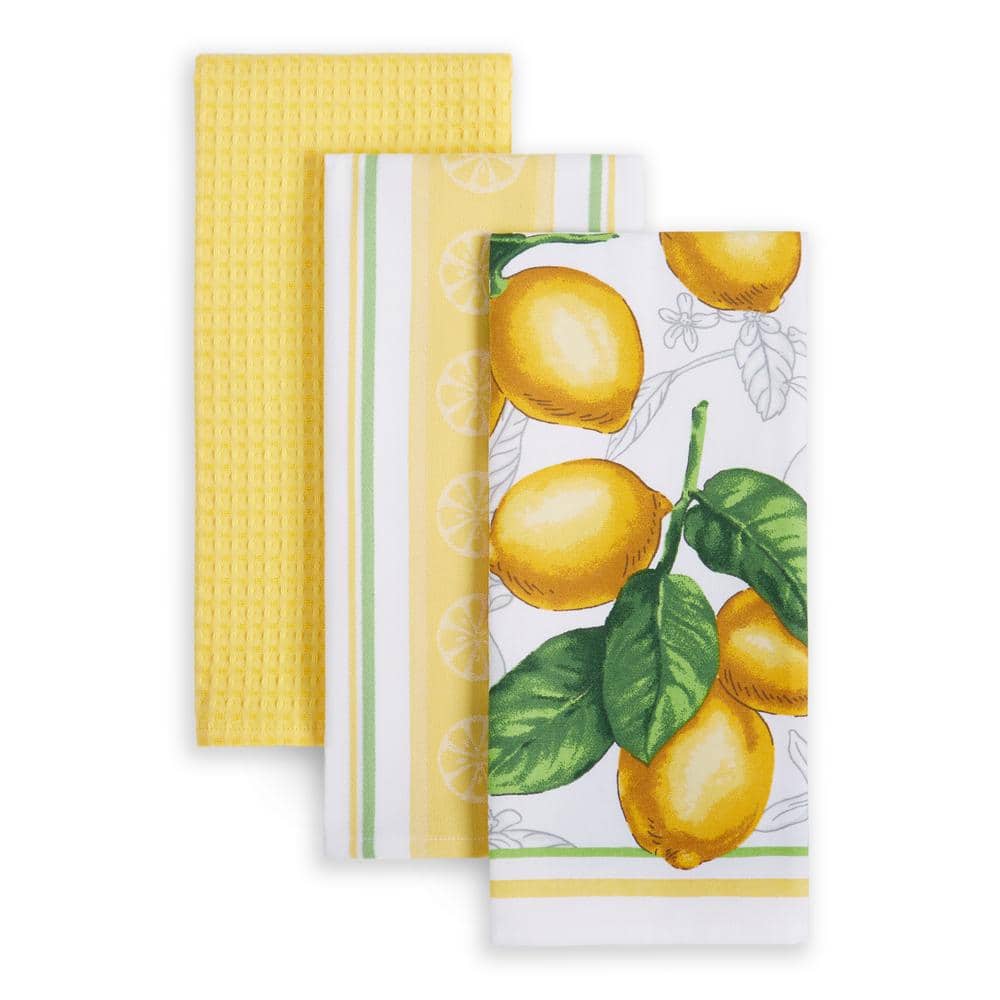 Truly Lou Kitchen Linens  4pk Lemon Motif Kitchen Towels Multi