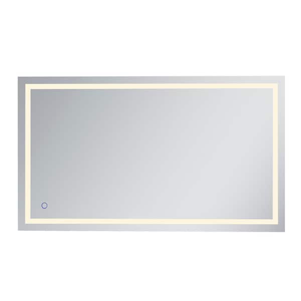 Unbranded Timeless 42 in. W x 72 in. H Framed Rectangular LED Light Bathroom Vanity Mirror in Silver