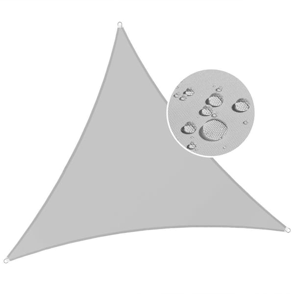 16 ft. x 16 ft. x 16 ft. Waterproof Sun Shade Sail Triangle Canopy Cover UV Blockage for Outdoor Patio Garden(Gray)