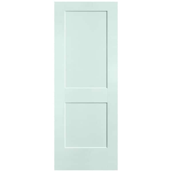Masonite 30 in. x 80 in. 2-Panel Logan Single Bore Solid Core Sea Glass Molded Composite Interior Door Slab